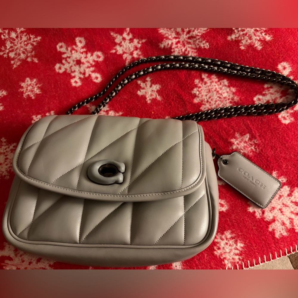 Coach Pillow Madison Dove Gray Chain Shoulder Bag